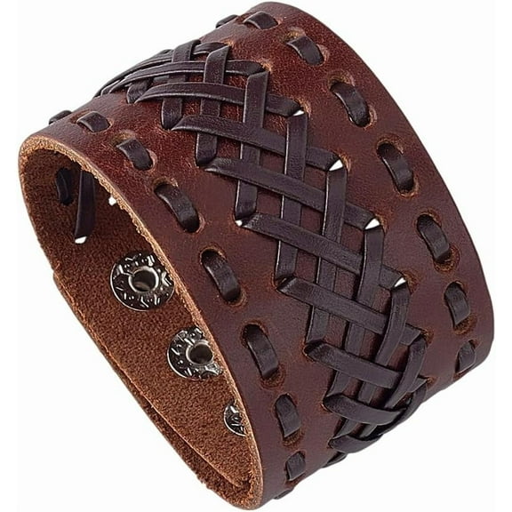 Punk Leather Bracelets Vintage Wristband with Wide Cuff Punk Braid Bracelets Rock Leather Wristbands Ideal Gifts
