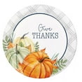 thumbnail image 2 of Thanksgiving Disposable Dinnerware Set for Your Holiday Party - Large Round Dinner Plates, Dessert Plates and Napkins with Place Cards - Give Thanks - Fall Party Kit (Service for 18), 2 of 6