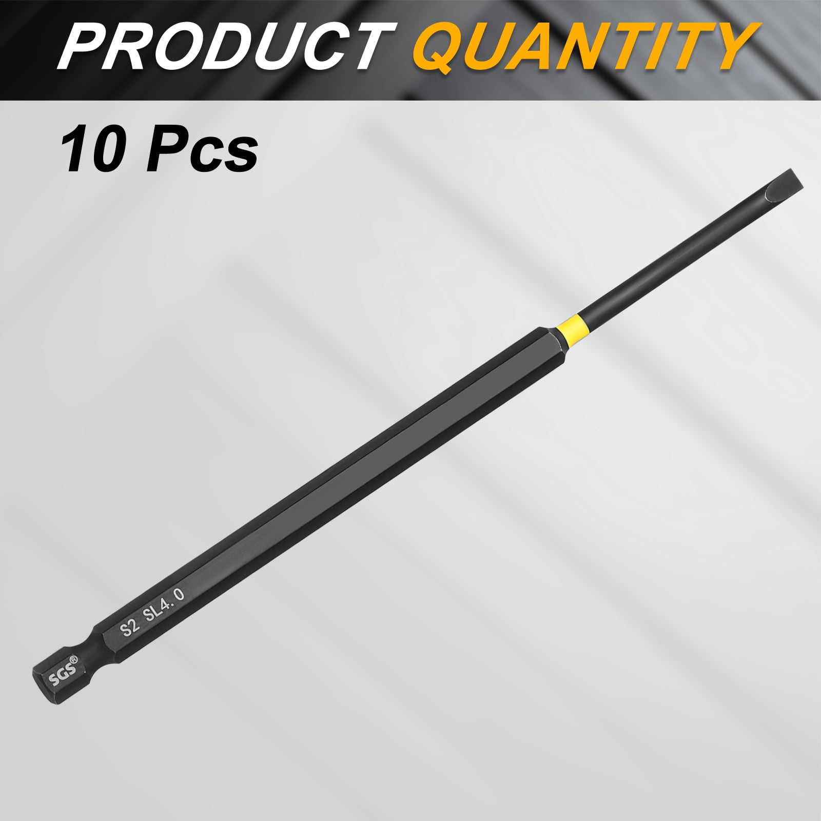 Uxcell 10 Pcs SL4 Slotted Impact Screwdriver Bits 4mm Slotted Tip 1/4" Hex Shank 150mm (6") Long Magnetic Flat Head Screw Driver Drill Bits Phosphated S2 Steel for Electric Power Tool