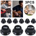 thumbnail image 1 of 9 Uds. Tapas Potenciómetro Perilla Volumen Guitarra Eléctrica Plástico (negro), 1 of 2