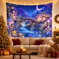 thumbnail image 3 of Moonlit Forest Stone with Arch Bridge Spans Cascading, Mystical Fantasy for Space Lovers, Galaxy Room Decor, Mother'S Day Gift, Tapestry Wall Hanging for Bedroom and Dorm, 3 of 7