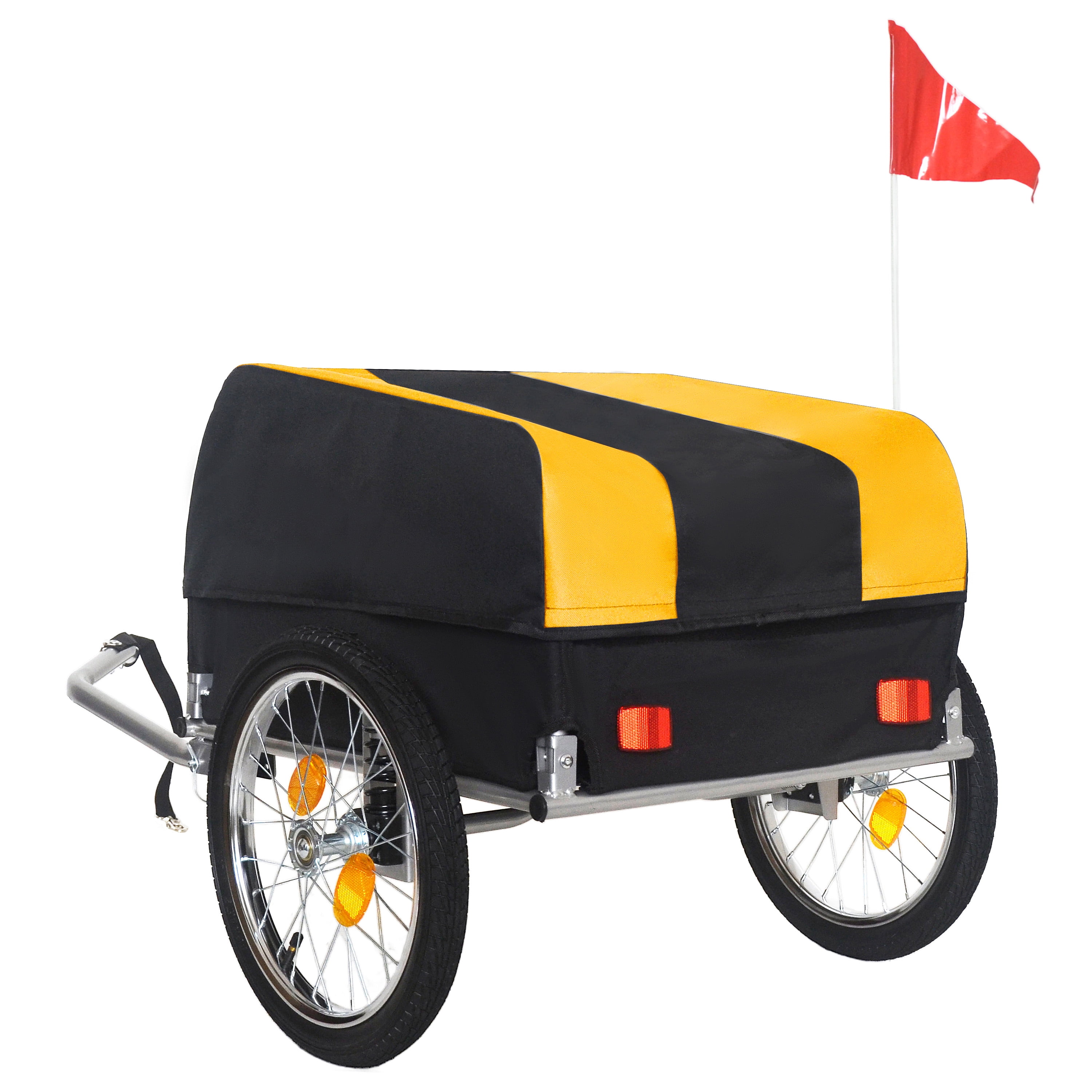 Heavy-Duty Bike Cargo Trailer with Removable Waterproof Cover, 88 lbs Capacity, 16" All-Terrain Wheels & Foldable Design for Camping, Groceries