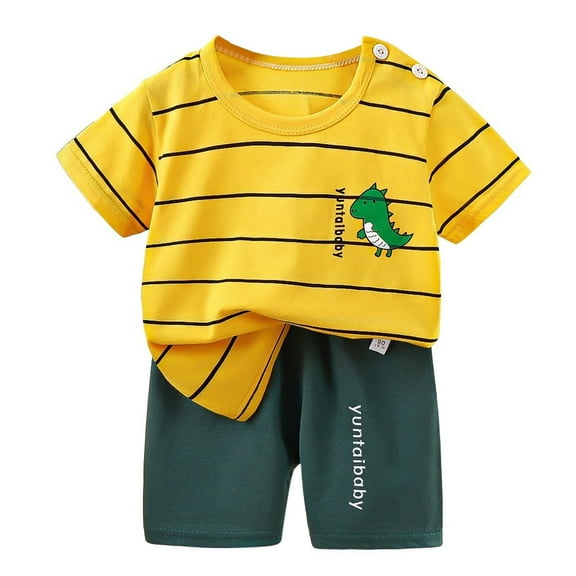 Utlike Boys Shorts Set Toddler Summer Short Sleeve Cartoon Prints Tops Shorts 2Pcs Outfits Clothes Set Durable Boys Outfit Size 18 Months-24 Months