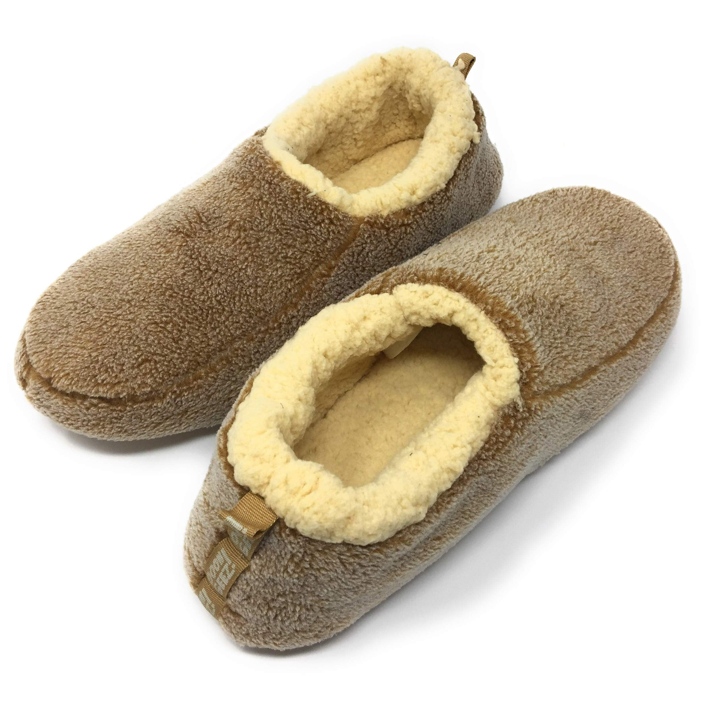 Oooh Yeah Mens Soft Cozy NonSlip Solid Sherpa Slippers Built in Foam