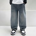 thumbnail image 5 of NOLDARES Baggy Jeans for Teen Boys Youth Wide Leg Cargo Denim Pants Kids Oversized Husky Jeans Streetwear Preppy Clothes with Pockets,Blue,8-9 Y, 5 of 7