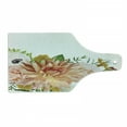 thumbnail image 1 of Anemone Flower Cutting Board, Garden Rose Dahlia Forest Meadow Bedding Plants Leaves Mix, Decorative Tempered Glass Cutting and Serving Board, Wine Bottle Shape, Salmon Fern Green Khaki, by Ambesonne, 1 of 1