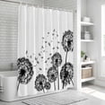 thumbnail image 5 of Polyester Fabric Dandelion Shower Curtain, Black White Modern Country Rustic Plants Waterproof Bathtub Curtain Bathroom Decor Set with Hooks 36 x 72 Inches, 5 of 6