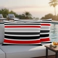 thumbnail image 4 of Red Black Stripe Outdoor Waterproof Pillow Covers, Modern Abstract Coarse Striped Decorative Rectangle Throw Pillowcase Sofa Cushion Sham for Patio/Couch/Chair, 20"x12" 2 Pack, 4 of 8