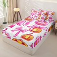 thumbnail image 2 of Manfei Coquette Pink Pumpkin Print Zipper Full Size Comforter Sets with Fitted Sheet and 2 Pillowcases for Women, Bow Halloween Pumpkin Lantern Zipper Bedding Set, Pink Reversible, 4pcs, 2 of 6