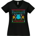 thumbnail image 3 of Inktastic I Want a Hippopotamus for Christmas Cute Ugly Sweater Women's Plus Size V-Neck T-Shirt, 3 of 5