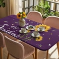thumbnail image 3 of Purple Sunshine Sunflower Table Cloths for 4 Foot Rectangle Tables, Pastoral Bees Farmhouse Floral Patio Waterproof Elastic Fitted Tablecloths, Washable Rectangular Table Cover for Camping, 3 of 8