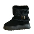 thumbnail image 2 of Viluyesy Womens Winter Snow Boots, Comfortable Soft Thick Sole Keep Warm Furry Collar Mid Calf Suede Boots Black US6.5, 2 of 6