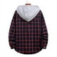 thumbnail image 2 of Camisas s Para Hombre Interior Camisa de manga larga con cuello encapuchado y estampado a cuadros informal de otoño e invierno para hombre (Red, L), 2 of 5
