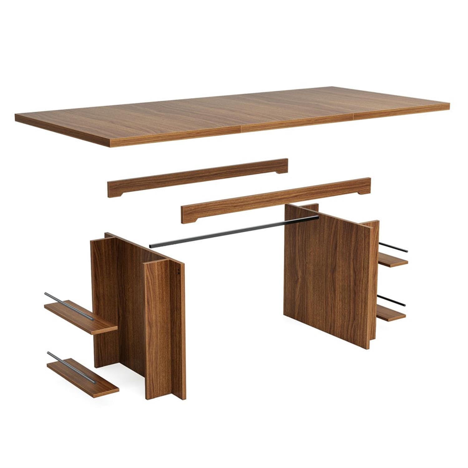 Demi Bonn 63" Large Executive Computer Desk with Storage, Modern Duty Study Writing Gaming Table for Home Office, Rustic Brown