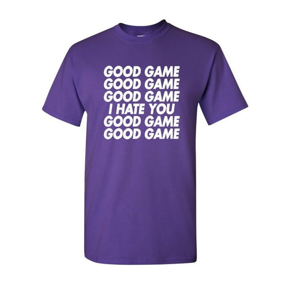 Tee Hunt Good Game I Hate You T-Shirt Funny Sports Team Ball Shirt, Purple, Small