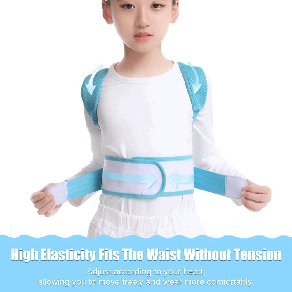 Children Back Posture Corrector Brace Adjustable Back Shoulder Neck Clavicle Support Spine And Lumbar Support Hunchback Correction Belt For Boys And Girls (Color : Blue, Size : L)