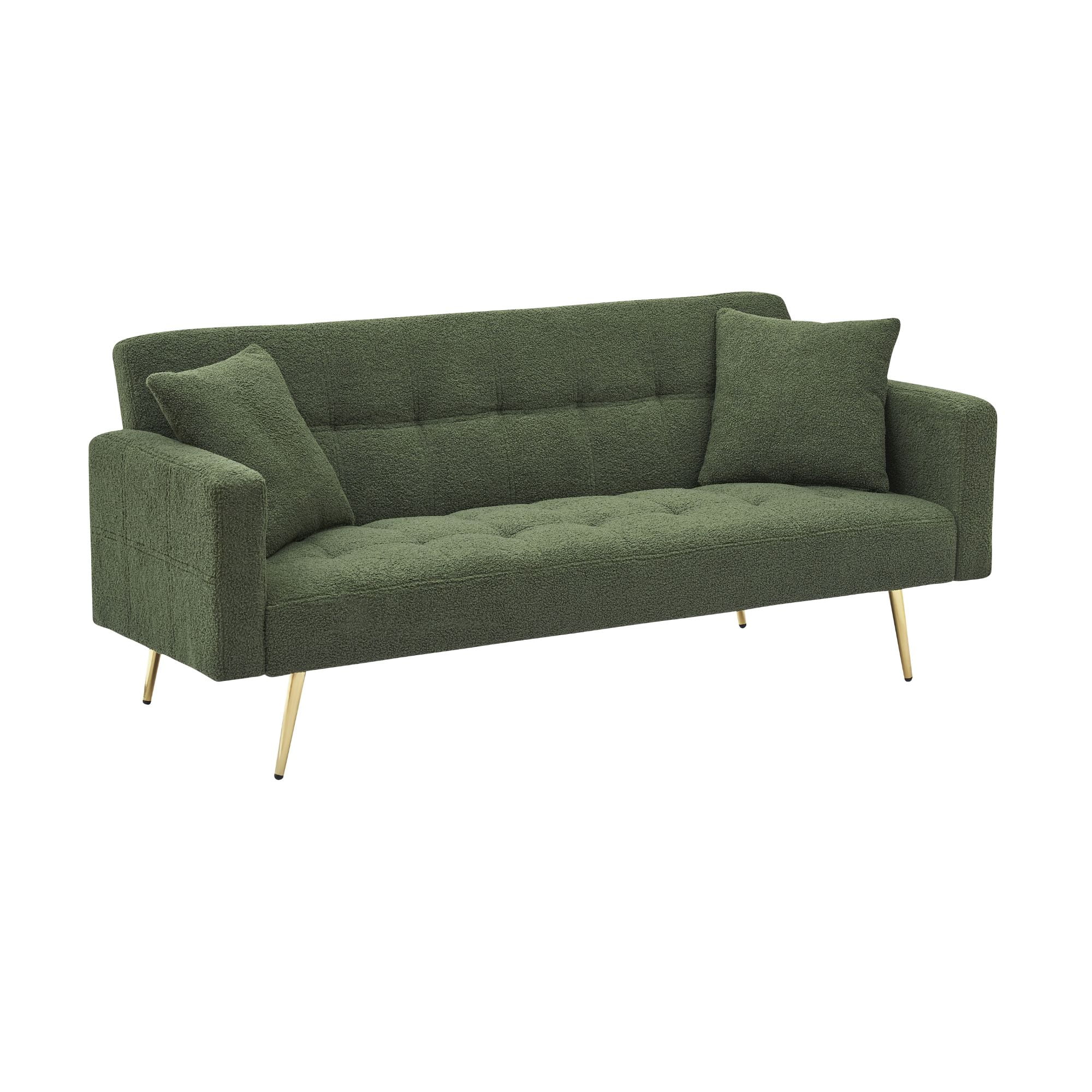 MAYEERTY Multi-Functional Sofa Bed, Convertible Loveseat Sofa with Removable Coffee Table Armrests, Durable Frame, Green