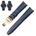 thumbnail image 2 of Correa de reloj de piel de vaca tejida para cronógrafo portugués IWC IW344205, correa de hebilla plegable Portofino de 22 mm, color azul y negro, 2 of 5