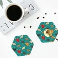 thumbnail image 5 of Pofeuu Cute Hens And Rooster Print Leather Coasters Set of 6, Round Cups Mugs Mat Pad for Home Kitchen Heat Resistant Drink Coasters,Hexagon, 5 of 7