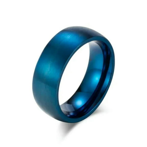8mm Men's Blue / Black Plating Titanium Steel Bands Wedding Brushed Ring Sz 7-12