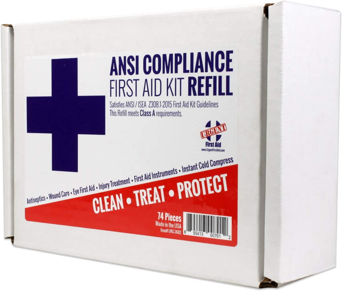 Urgent First Aid ANSI Compliance Disposable First Aid Kit, 73 Piece