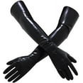 thumbnail image 3 of EXLATEX Latex Rubber Black Long Gloves Club Outfits Accessory Plus Size, 3 of 6