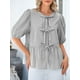 thumbnail image 5 of Blusa PRETTYGARDEN para mujer con lazo en la parte delantera a rayas 2025, negra S, 5 of 9