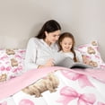 thumbnail image 4 of Erosebridal Ribbon Capybara Kid Bedding Comforter Set, Princess Bow Queen Bedding Sets, Pink Reversible, 7 Pieces, 4 of 7