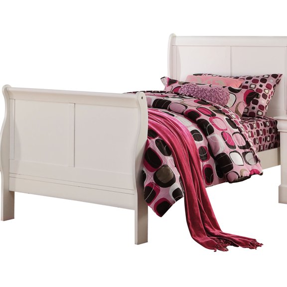 White Wood Twin Sleigh Bed | Optimal Mattress Support | Bedroom Arrangement
