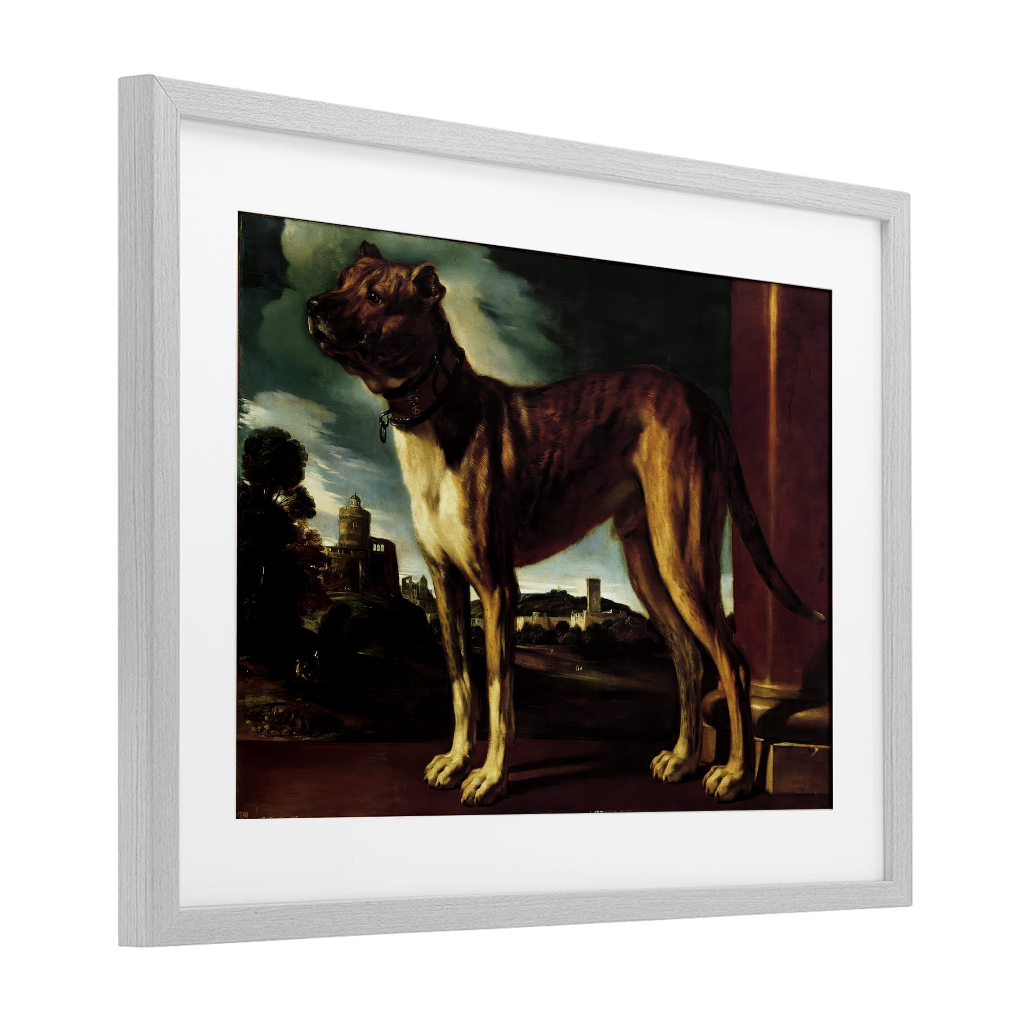 Stupell Industries Historical Aldrovani Dog Gray Framed Print Under Glass, design by Lil' Rue