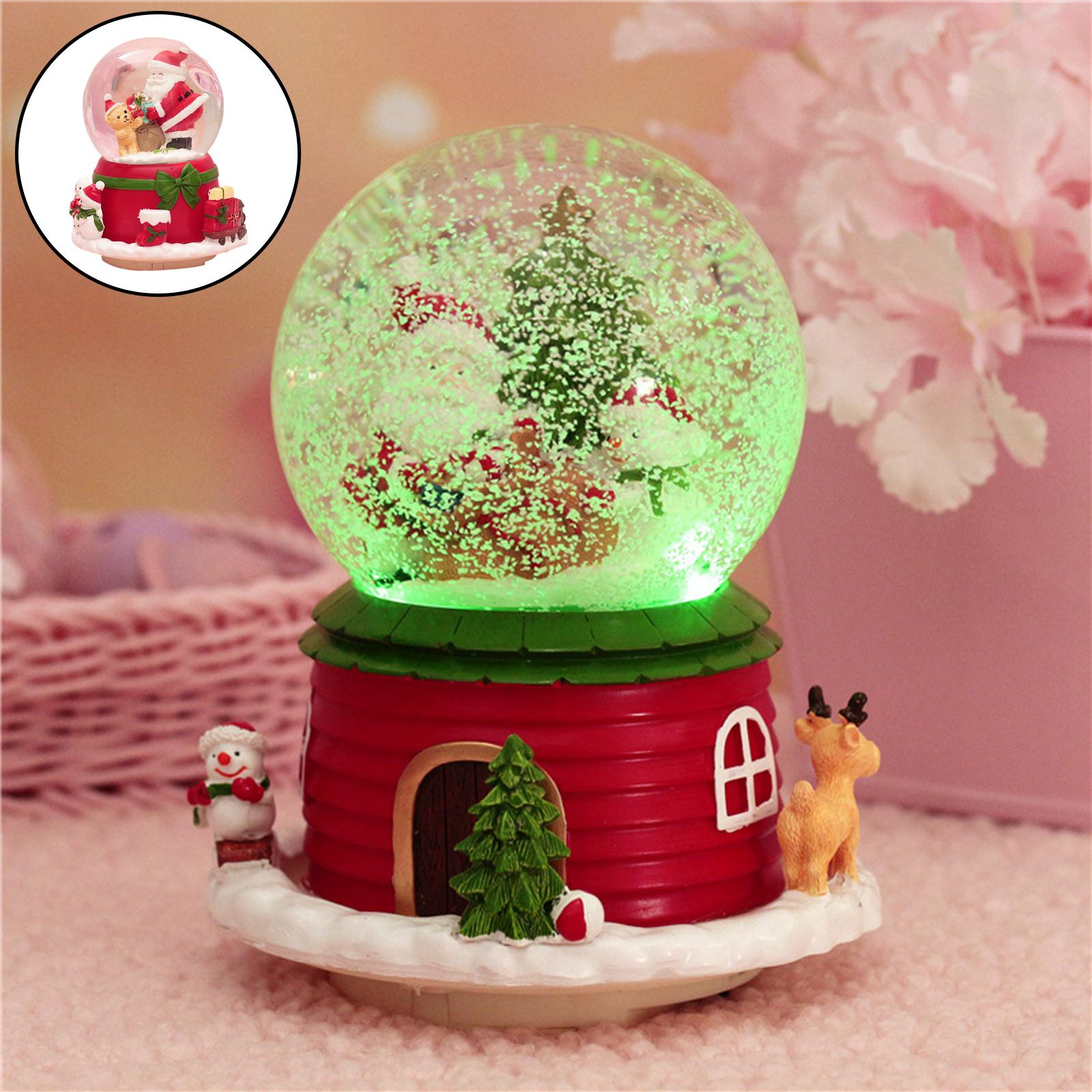 Boule à Neige Musicale Noël – Boîte à Musique Automatique Avec LED Et Flocons