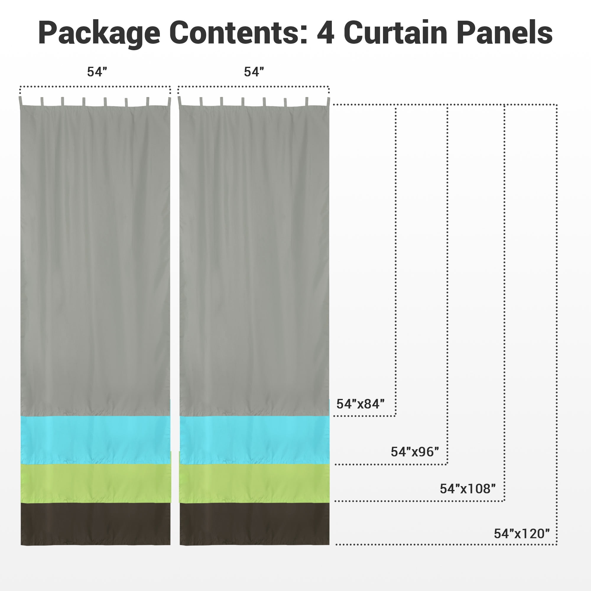 Yescom 54"x108" Outdoor Privacy Curtain Tab Top UV30+ Garden Lawn Pergola Patio 4 Piece