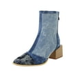 thumbnail image 1 of CEHVOM Women's Midrange Winter Leather Stitching Square With Fleece Patchwork Back Zipper Rider's Boot, 1 of 4