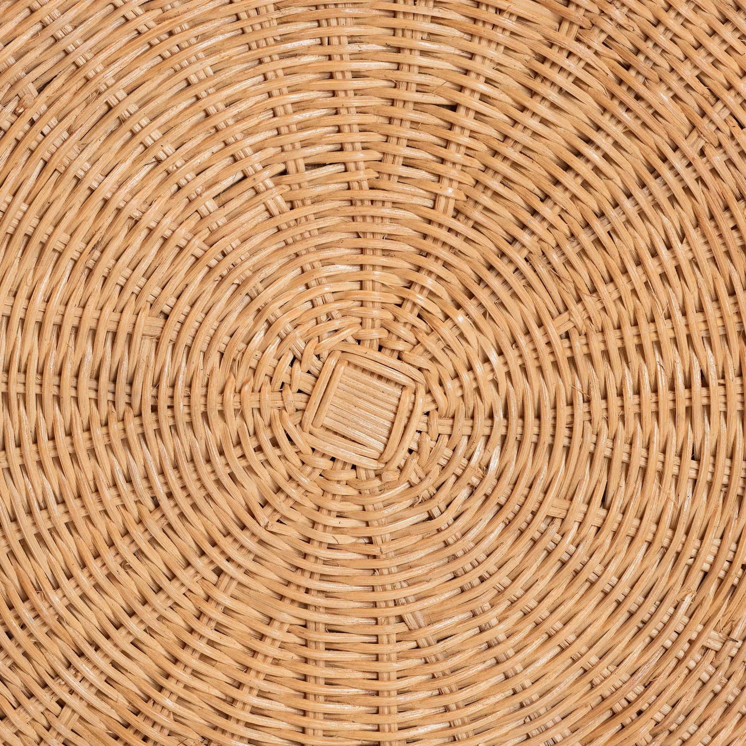 bali & pari Palm Scallop Natural Rattan Ottoman with Cushion