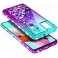 thumbnail image 4 of Nagebee Case for Samsung Galaxy A51 4G with Tempered Glass Screen Protector (Full Coverage), Sparkle Glitter Liquid Bling Diamond [Ring Holder & Wrist Strap] Women Girls Cute Case (Aqua/Purple), 4 of 6