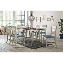 Kings Brand Furniture - 7 Piece Modena Dining Set. Table & 6 Chairs, Walnut/Smoke White