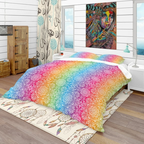 Designart 'Ethnic Floral Pattern' Bohemian & Eclectic Duvet Cover Set