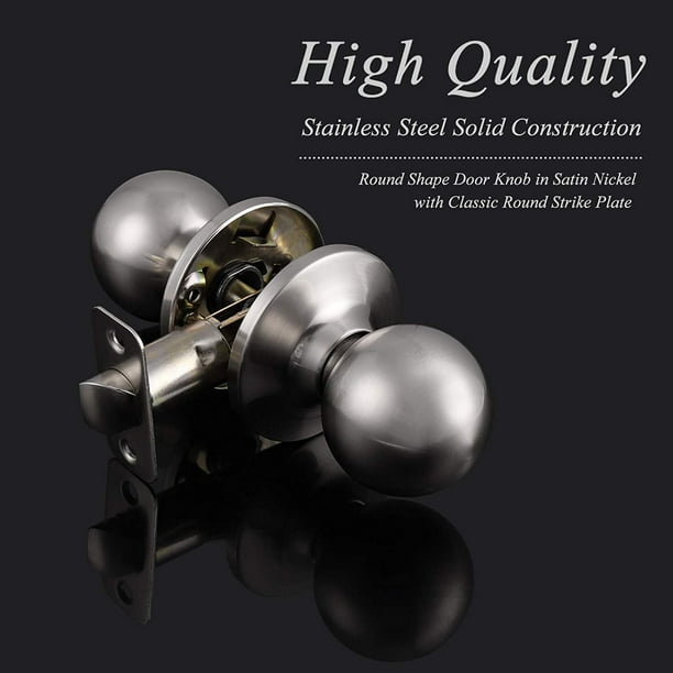 Round Passage Door Knobs Lock Set with Passage Function for