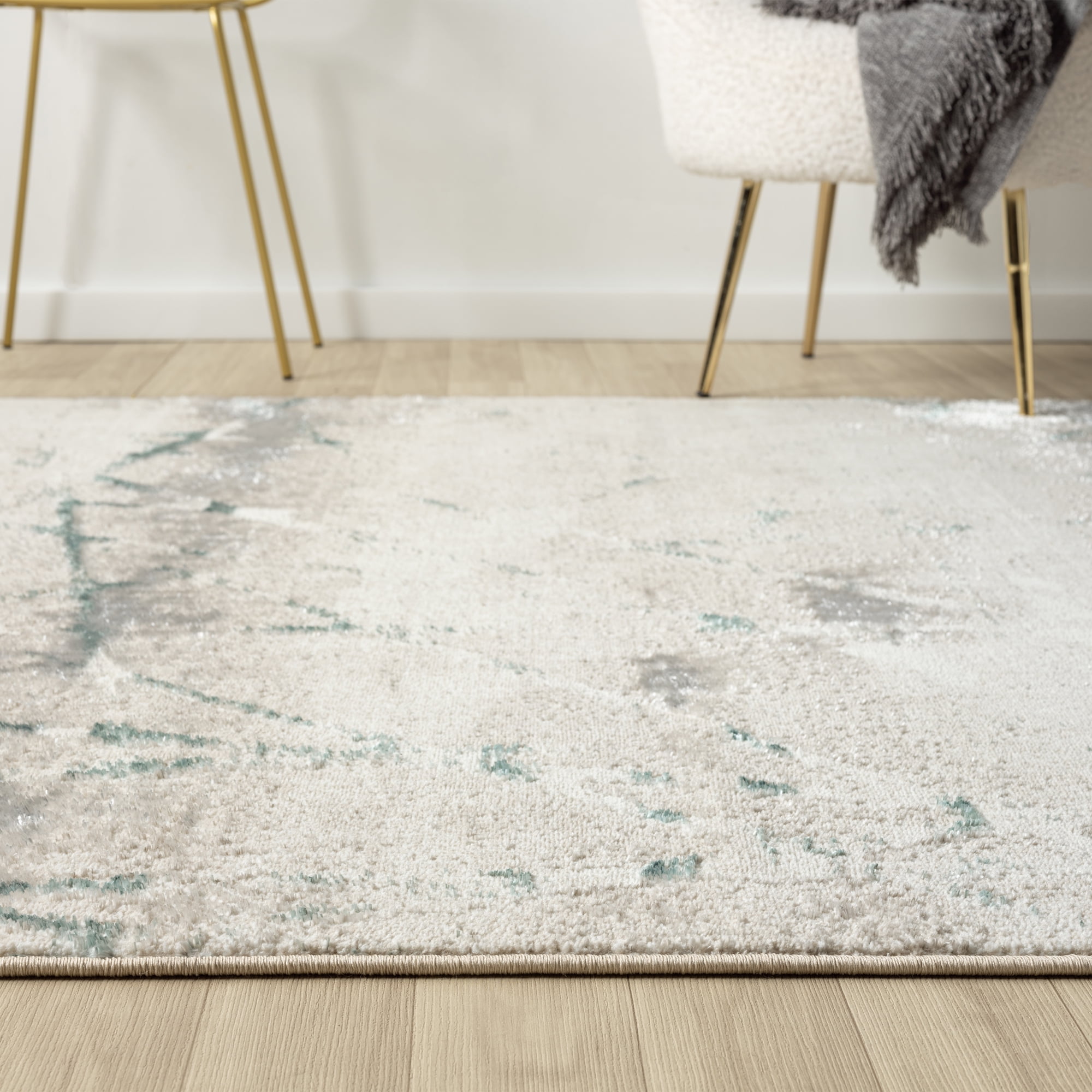 Ox Bay Bethany 5' x 7' Beige/Blue Abstract Durable Indoor Area Rug