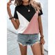 thumbnail image 1 of Camiseta de cuello redondo con contraste de Color para mujer, camisetas holgadas para mujer, Tops informales para diario, ropa de calle de tendencia 2023, 1 of 5