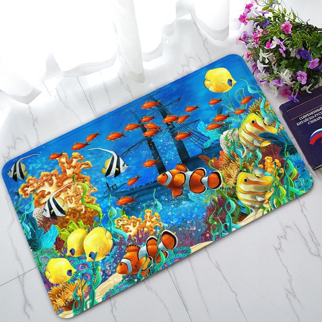 ZKGK Ocean Tropical Fish Coral Undersea World NonSlip Doormat Indoor