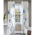 thumbnail image 4 of Blue Spring Floral Sheer Curtains 63 Inch Length 2 Panels Set for Living Room/Bedroom, Summer Flowers Botanical Elegant Kitchen Curtains Grommet Semi-Sheer Curtains Drapes Window Treatments 42"x63"x2, 4 of 7