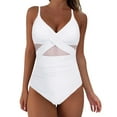 thumbnail image 4 of Sngxgn Women's Swimsuit Tummy Control V Neck Bathing Suits(White,XL), 4 of 5