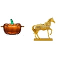 thumbnail image 1 of Plato De Dulces De Cristal Con Forma De Calabaza Con Tapa Y Figura De Caballo, Escultura De Resina, Tarro De Galletas, Estatua De Animal Naranja Para Decoración Del Hogar Y La Oficina., 1 of 8