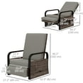 thumbnail image 3 of Outsunny Wicker Outdoor Recliner Chair, Lounge Chair with Side Tray, Grey, 3 of 10
