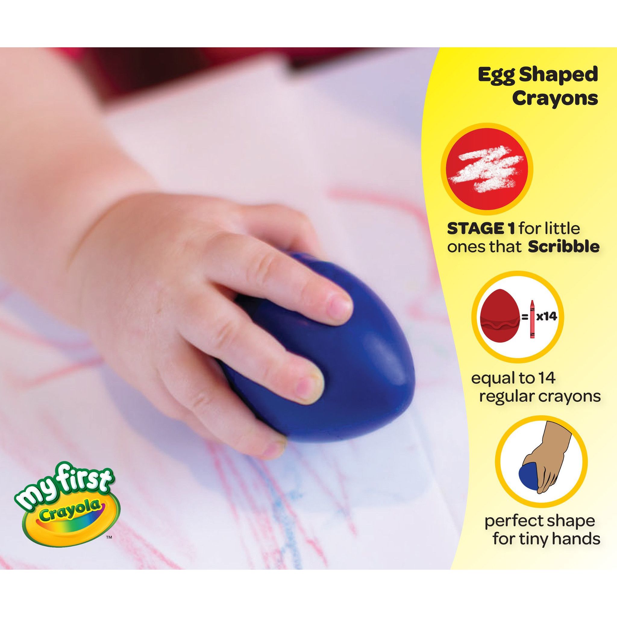 My First Crayola® Washable Palm-Grasp Crayons, Pack of 6