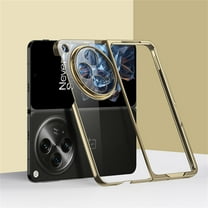 ELEHOLD Plating Clear Case for OnePlus Open Ultra Slim Thin Lightweight Transparent Clear Back Scratch-resistant Hard PC Protective Case Shockproof Cover for OnePlus Open - Gold