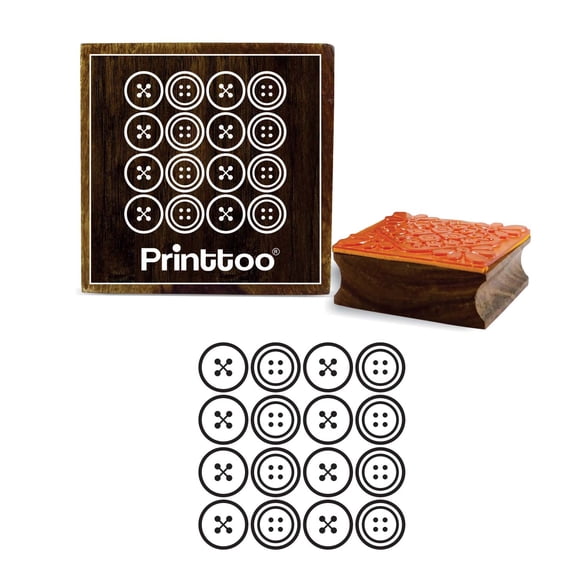 Printtoo Scrap-Booking Square Buttons Clip-Art Pattern Diary Card Wooden Rubber Stamp-5 x 5 Inches