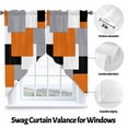 thumbnail image 3 of Swag Curtain Valances Abstract Swag Valances for Kitchen Windows Square Orange Black Grey Short Topper Curtains Valance Tier Pair for Kitchen Bedroom Living Room Bathroom 28"x36", 3 of 8