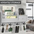 thumbnail image 4 of Key Holder Wall Mount Mail Organizer Wall Mount with Storage Hooks and Drawer for Modern Farmhouse Decor Mail Organizer Wall Mounted for Rustic Apartment Essentials (), 4 of 6